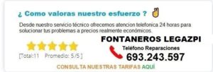 Fontanero Legazpi precio